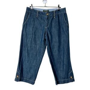 Eddie Bauer 100% Cotton Cropped Pants Blue Womens Size 6
